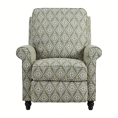 ProLounger Sheahan Transitional Roll-Arm Push Back Recliner in Diamond Medallion Print
