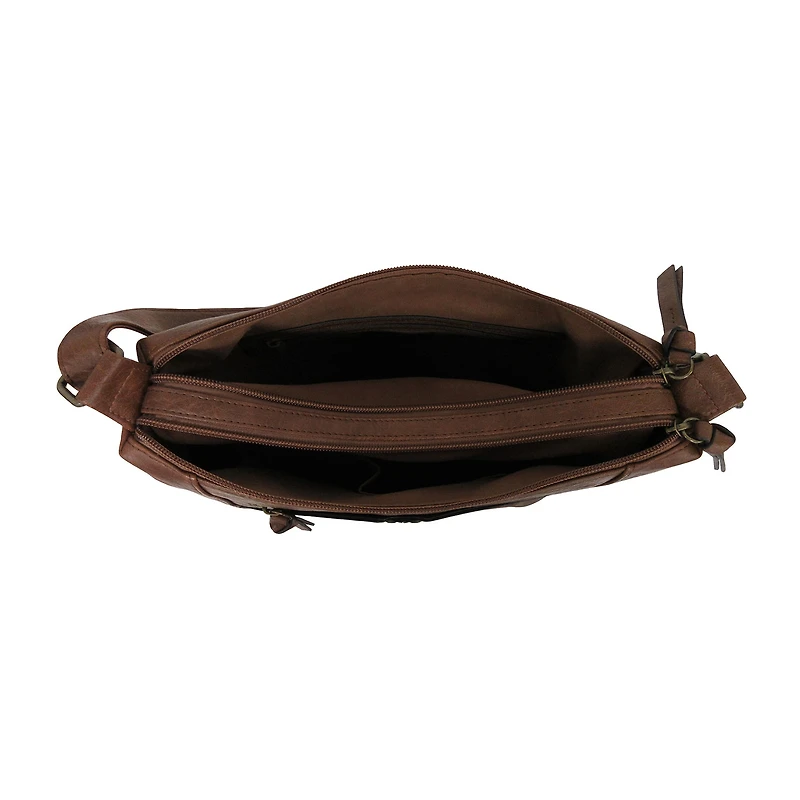 Bueno of California Double Zip Hobo Crossbody Bag