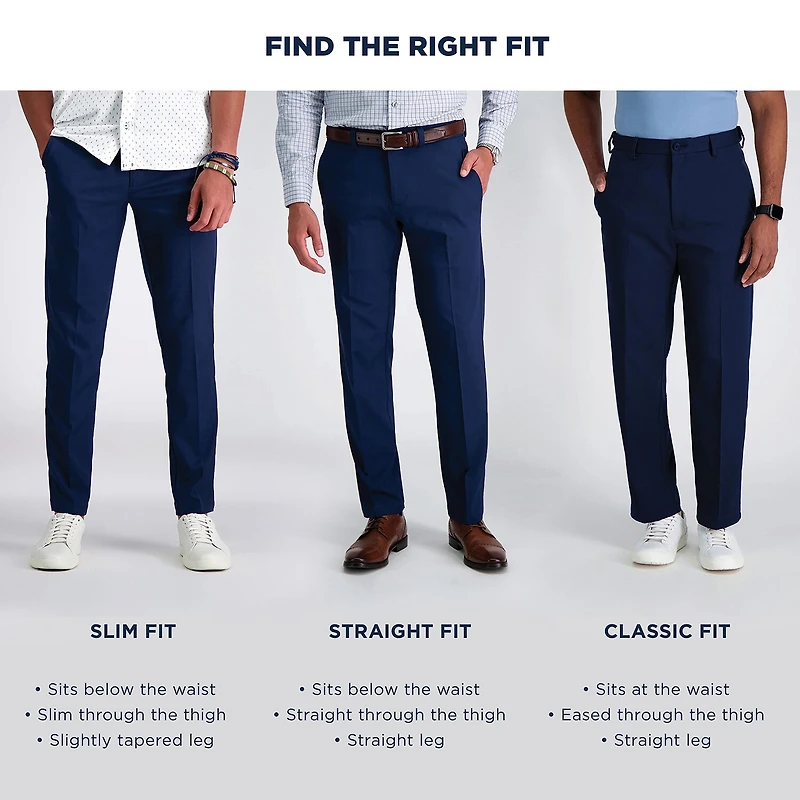 Haggar Wrinkle Free Performance Khaki Mens Classic Fit Flat Front Pant
