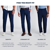 Haggar Wrinkle Free Performance Khaki Mens Comfort Waistband Slim Fit Flat Front Pant