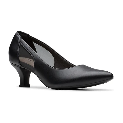 Clarks Kepley Cora Womens Pointed Closed Toe Flared Heel Pumps
