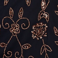 Papell Boutique Womens Round Neck Short Sleeve Cap Beaded Embellished Evening Gown