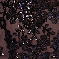 Papell Boutique Womens V Neck 3/4 Sleeve Fitted Beaded Embellished Evening Gown