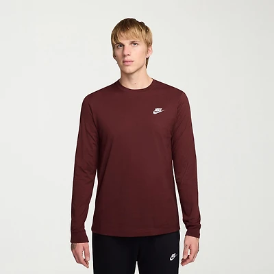 Nike Sportswear Club Mens Crew Neck Long Sleeve Quick Dry Active T-Shirt