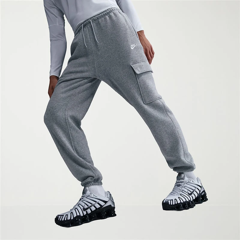 Nike Fleece Mens Cuffed Mid Rise Regular Fit Active Cargo Pant