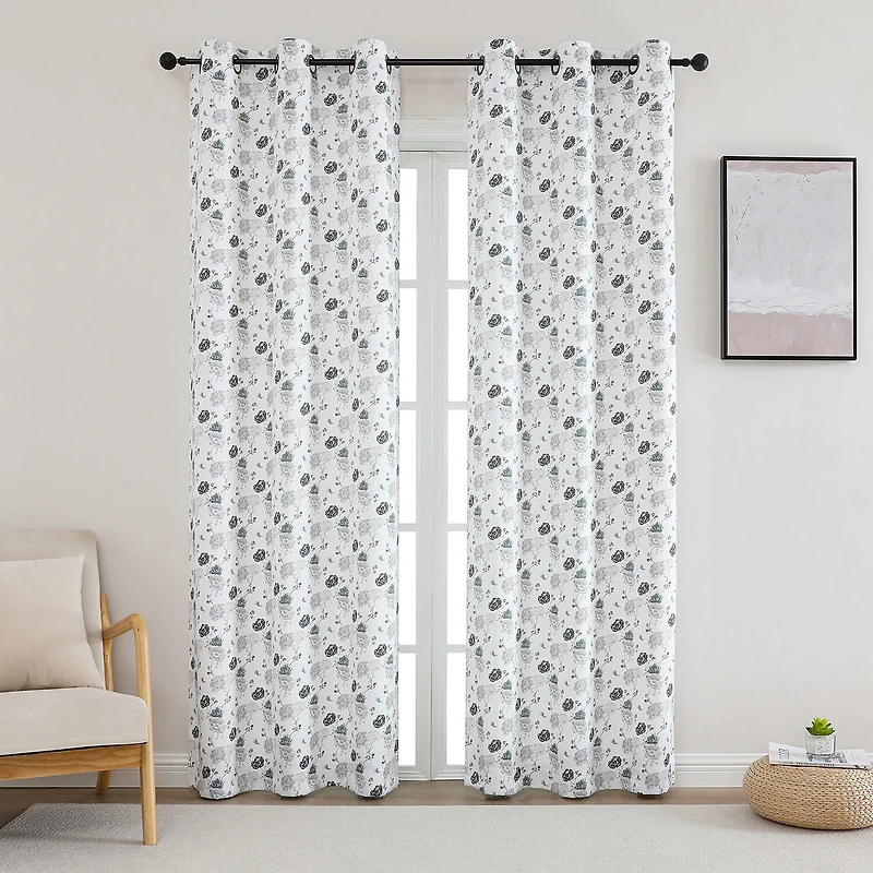 Odwin Printed Grommet Top Blackout Set of 2 Curtain Panel