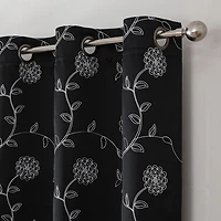 Constance Embroidered Grommet Top Blackout Set of 2 Curtain Panel