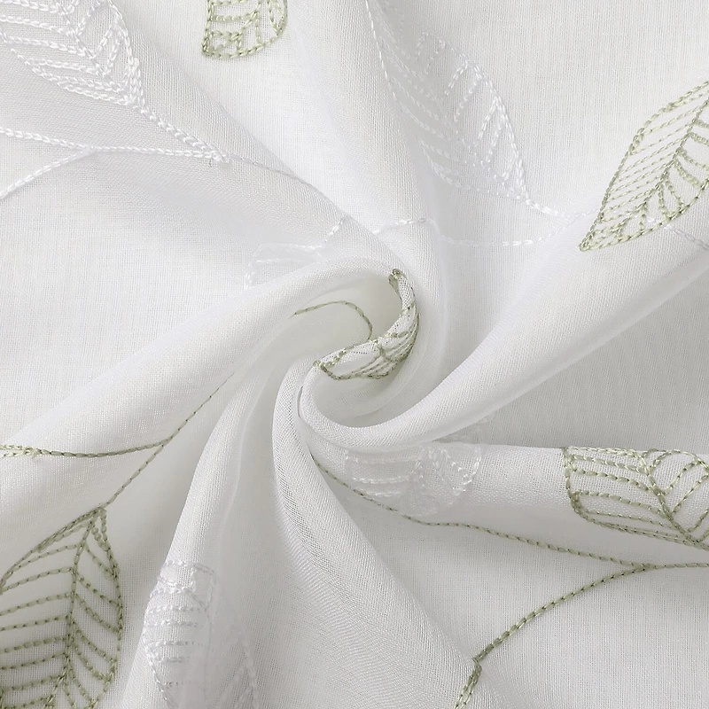 Esmeray Embroidered Grommet Top Sheer Set of 2 Curtain Panel