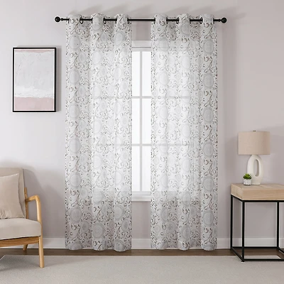 Toronto Printed Grommet Top Sheer Set of 2 Curtain Panel