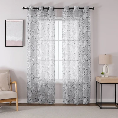 Toronto Printed Grommet Top Sheer Set of 2 Curtain Panel