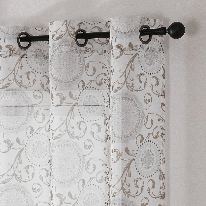 Toronto Printed Grommet Top Sheer Set of 2 Curtain Panel
