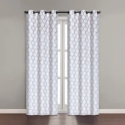 Rowan Embroidered Grommet Top Light-Filtering Set of 2 Curtain Panel