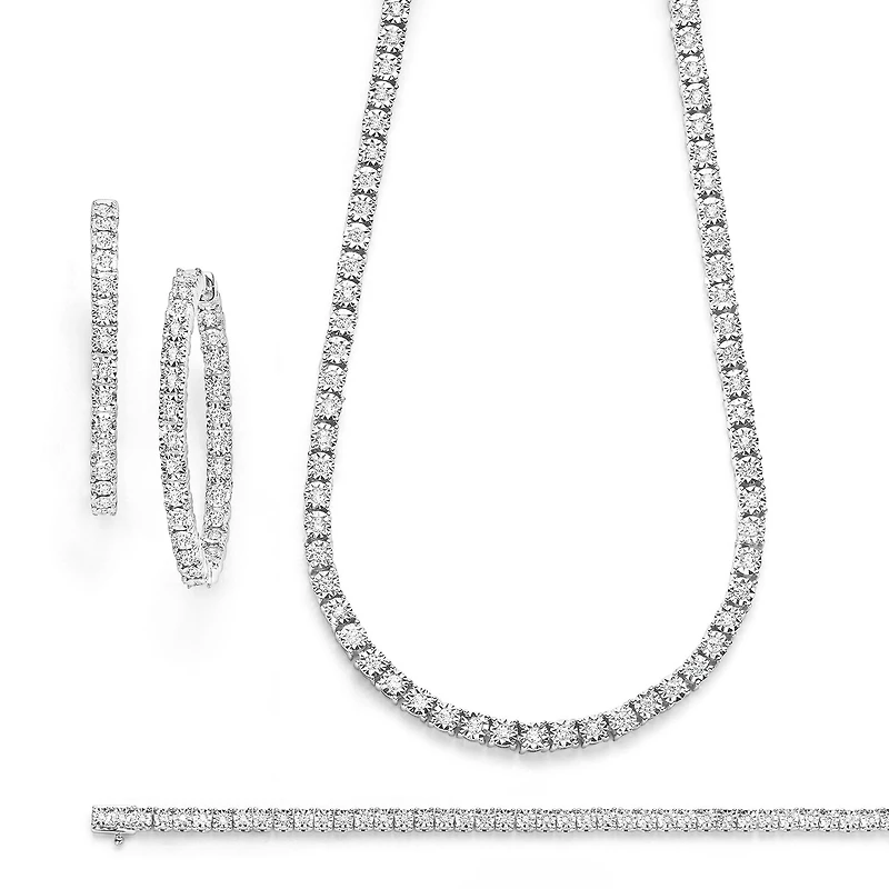 (G-H / Si2-I1) Womens Diamond Sterling Silver 18 Inch Tennis Necklace