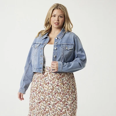 JS Jessica Simpson Womens Plus Denim Midweight Jacket