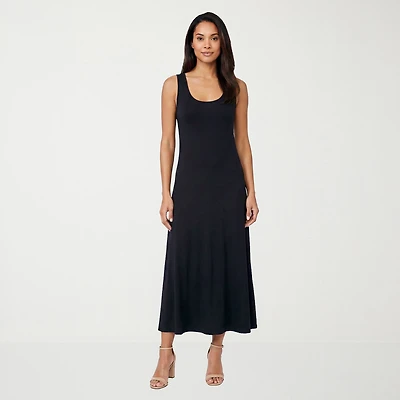 24seven Comfort Apparel Womens Scoop Neck Sleeveless Maxi Dress