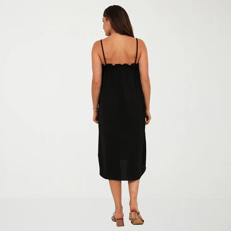 24seven Comfort Apparel Womens Square Neck Sleeveless A-Line Dress