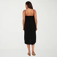 24seven Comfort Apparel Womens Square Neck Sleeveless A-Line Dress
