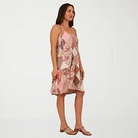 24seven Comfort Apparel Womens Scoop Neck Sleeveless Abstract A-Line Dress