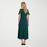 24seven Comfort Apparel Womens Round Neck Short Sleeve Maxi Dress