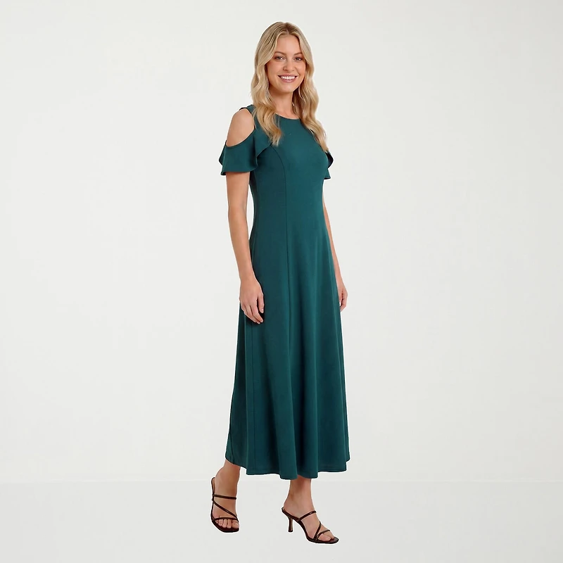 24seven Comfort Apparel Womens Round Neck Short Sleeve Maxi Dress