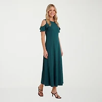 24seven Comfort Apparel Womens Round Neck Short Sleeve Maxi Dress