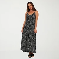 24seven Comfort Apparel Womens Scoop Neck Sleeveless Dots A-Line Dress