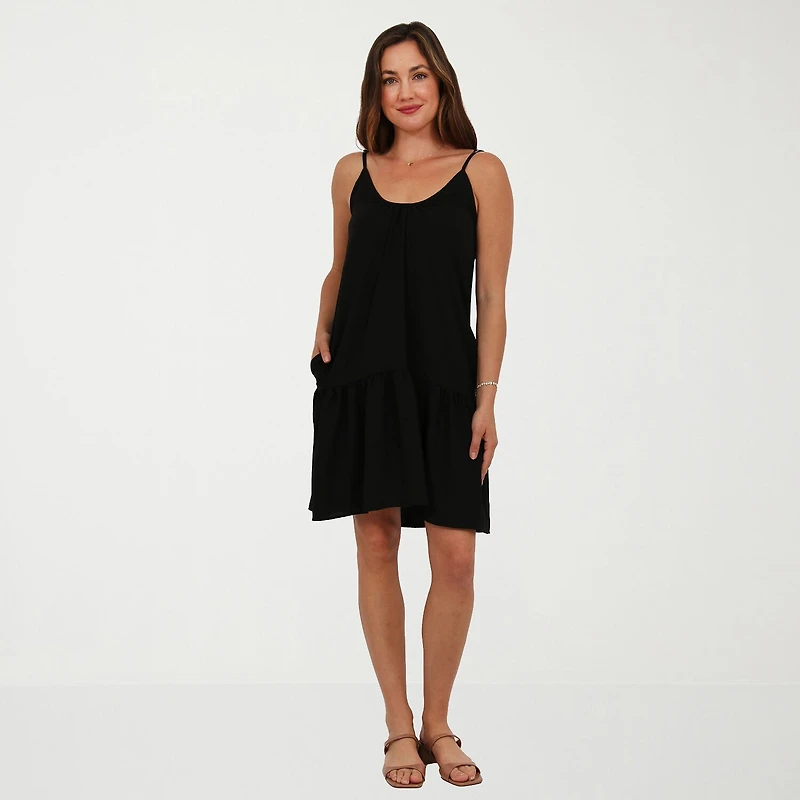 24seven Comfort Apparel Womens Scoop Neck Sleeveless A-Line Dress
