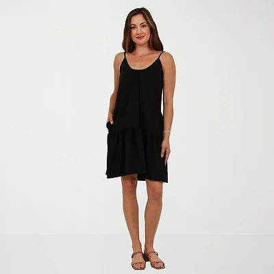24seven Comfort Apparel Womens Scoop Neck Sleeveless A-Line Dress