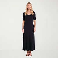24seven Comfort Apparel Womens Scoop Neck Short Sleeve Maxi Dress