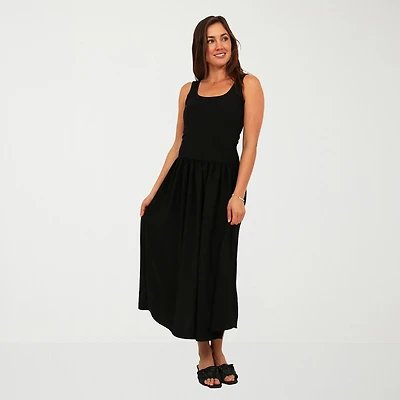 24seven Comfort Apparel Womens Scoop Neck Sleeveless A-Line Dress
