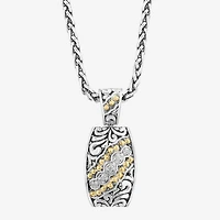 Effy Final Call Limited Quantities! Womens 1/10 CT. T.W. Natural White Diamond 18K Gold Over Silver Rectangular 18 Inch Pendant Necklace
