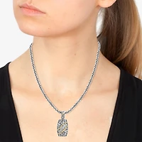Effy Final Call Limited Quantities! Womens 1/10 CT. T.W. Natural White Diamond 18K Gold Over Silver Rectangular 18 Inch Pendant Necklace