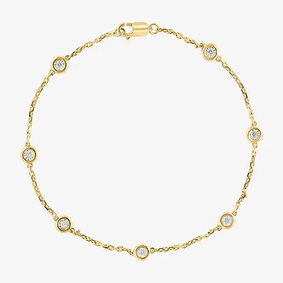 Effy Final Call Limited Quantities! Womens Diamond Accent Natural White Diamond 14K Gold Over Silver Strand Bracelet