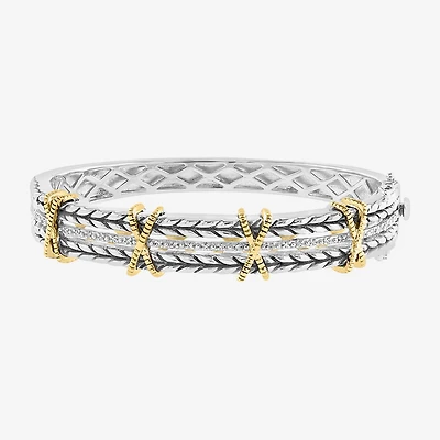 Effy Final Call Limited Quantities! Womens 1/8 CT. T.W. Natural White Diamond 18K Gold Over Silver Bangle Bracelet