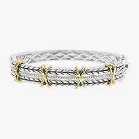 Effy Final Call Limited Quantities! Womens 1/8 CT. T.W. Natural White Diamond 18K Gold Over Silver Bangle Bracelet