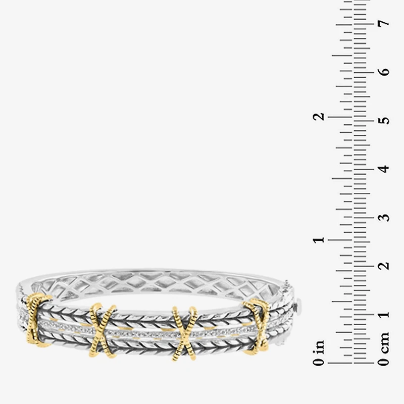 Effy Final Call Limited Quantities! Womens 1/8 CT. T.W. Natural White Diamond 18K Gold Over Silver Bangle Bracelet