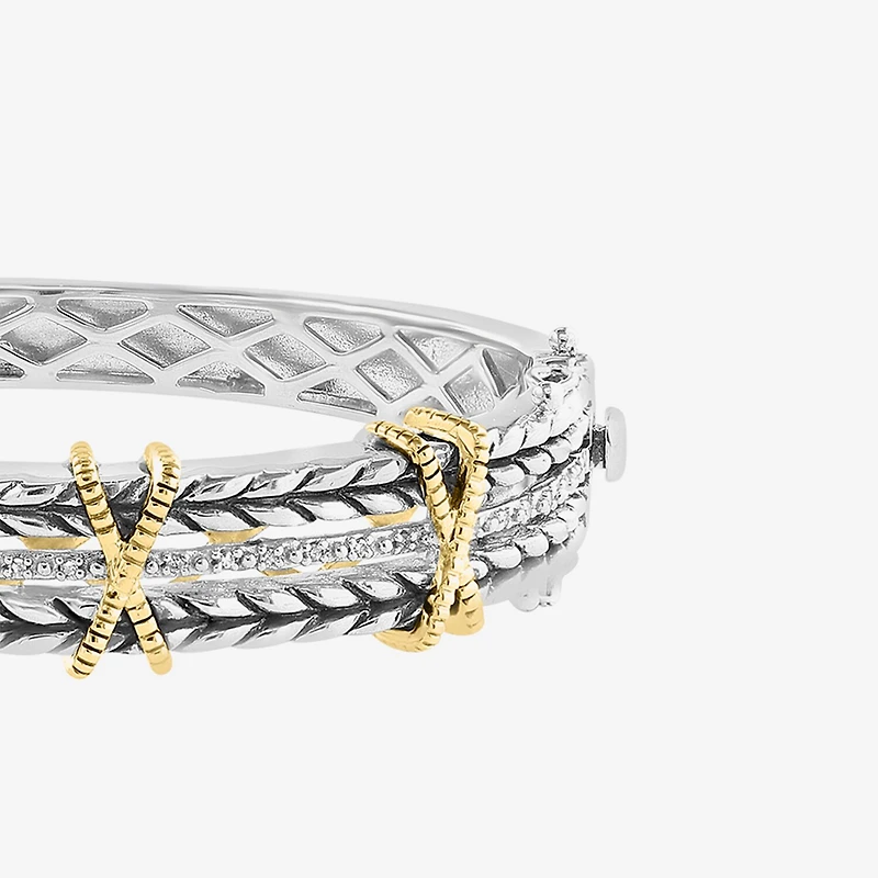 Effy Final Call Limited Quantities! Womens 1/8 CT. T.W. Natural White Diamond 18K Gold Over Silver Bangle Bracelet