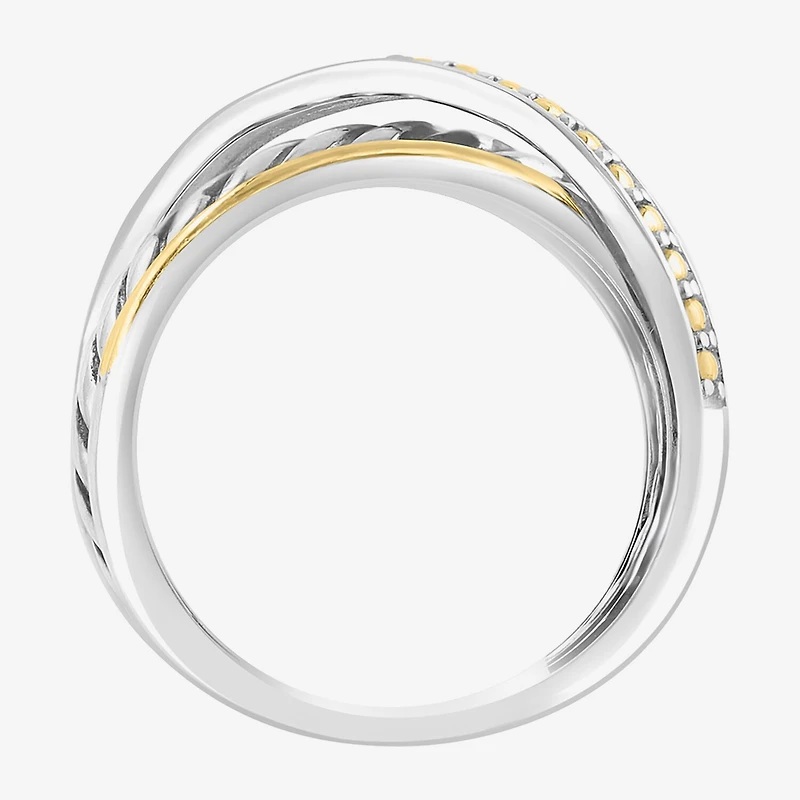 Effy Final Call Limited Quantities! Womens 1/10 CT. T.W. Genuine White Diamond 18K Gold Over Silver Crossover Band