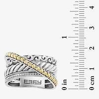 Effy Final Call Limited Quantities! Womens 1/10 CT. T.W. Genuine White Diamond 18K Gold Over Silver Crossover Band