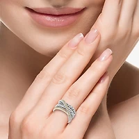 Effy Final Call Limited Quantities! Womens 1/10 CT. T.W. Genuine White Diamond 18K Gold Over Silver Crossover Band