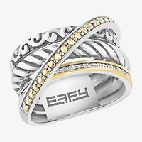 Effy Final Call Limited Quantities! Womens 1/10 CT. T.W. Genuine White Diamond 18K Gold Over Silver Crossover Band