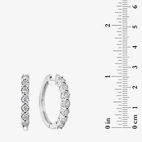 Effy Final Call Limited Quantities! Womens 1 CT. T.W. Natural White Diamond Sterling Silver 24.7mm Hoop Earrings