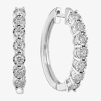 Effy Final Call Limited Quantities! Womens 1 CT. T.W. Natural White Diamond Sterling Silver 24.7mm Hoop Earrings