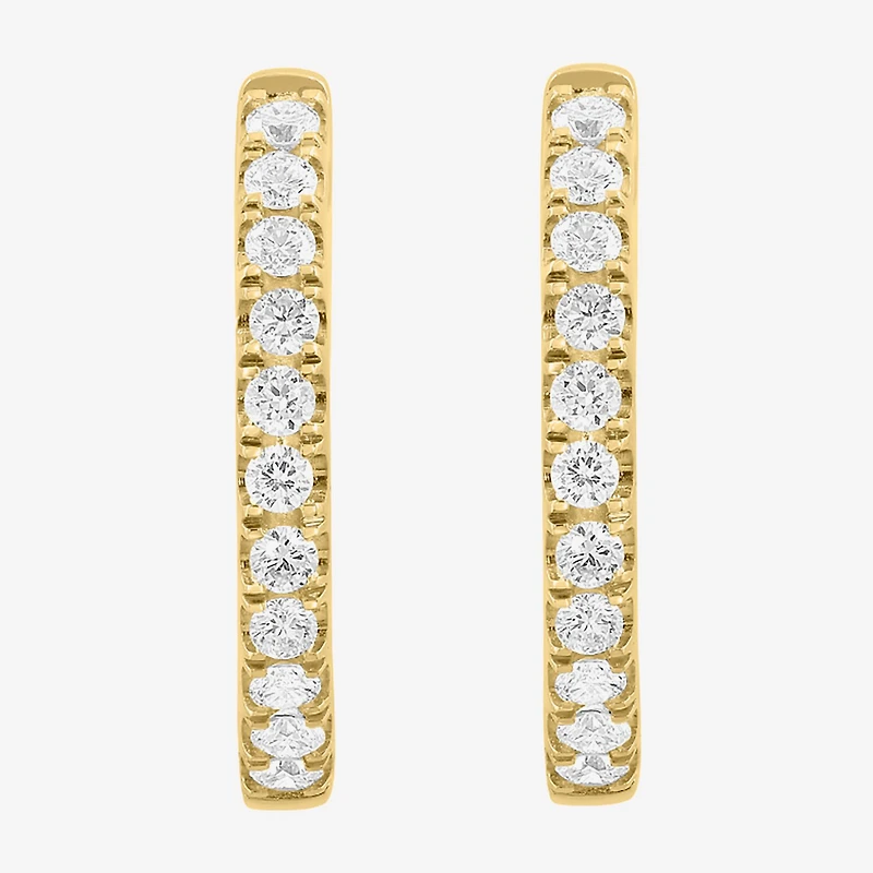Effy Final Call Limited Quantities! Womens 1/2 CT. T.W. Lab Grown White Diamond 14K Gold Hoop Earrings