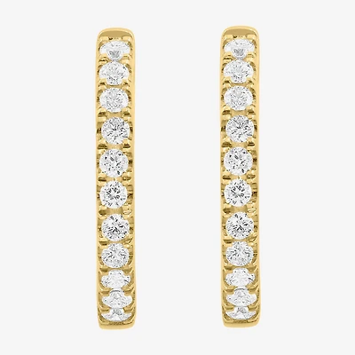 Effy Final Call Limited Quantities! Womens 1/2 CT. T.W. Lab Grown White Diamond 14K Gold Hoop Earrings