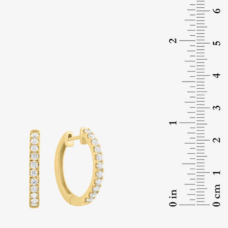 Effy Final Call Limited Quantities! Womens 1/2 CT. T.W. Lab Grown White Diamond 14K Gold Hoop Earrings