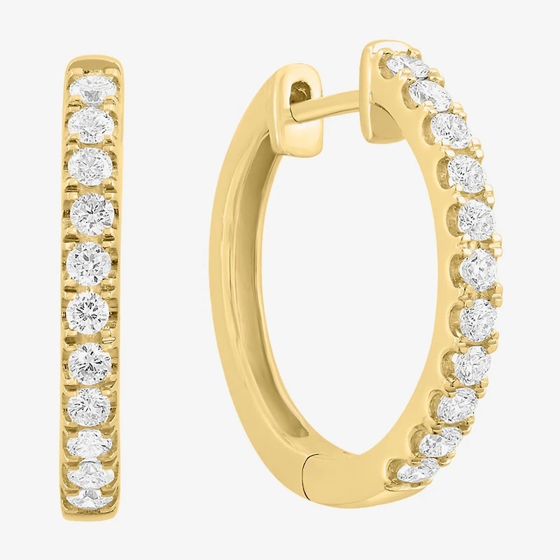 Effy Final Call Limited Quantities! Womens 1/2 CT. T.W. Lab Grown White Diamond 14K Gold Hoop Earrings
