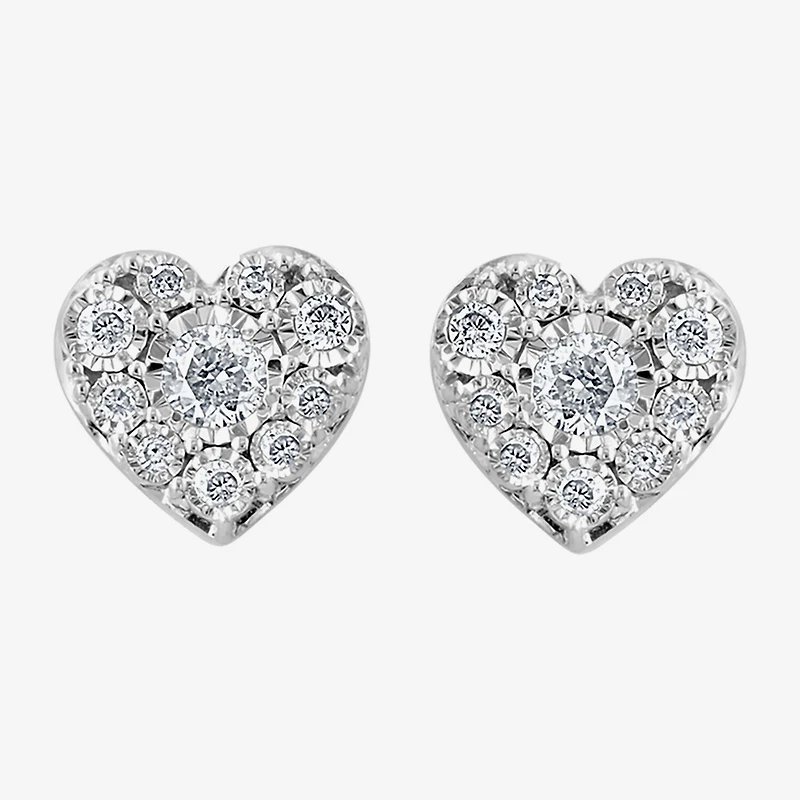 Effy Final Call Limited Quantities! 1/4 CT. T.W. Natural White Diamond Sterling Silver 6.5mm Heart Stud Earrings