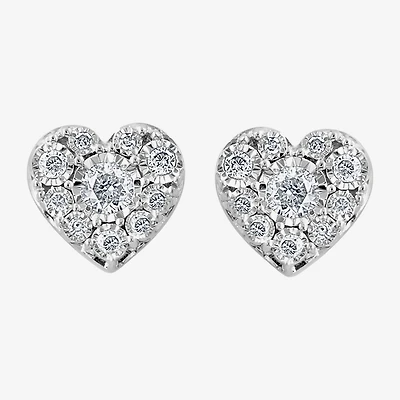 Effy Final Call Limited Quantities! 1/4 CT. T.W. Natural White Diamond Sterling Silver 6.5mm Heart Stud Earrings