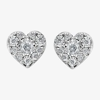 Effy Final Call Limited Quantities! 1/4 CT. T.W. Natural White Diamond Sterling Silver 6.5mm Heart Stud Earrings